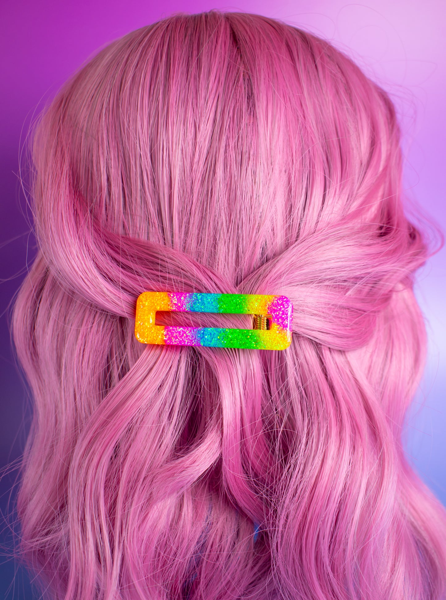 Rainbow Iridescent Glitter Chunky Resin Hair Clip