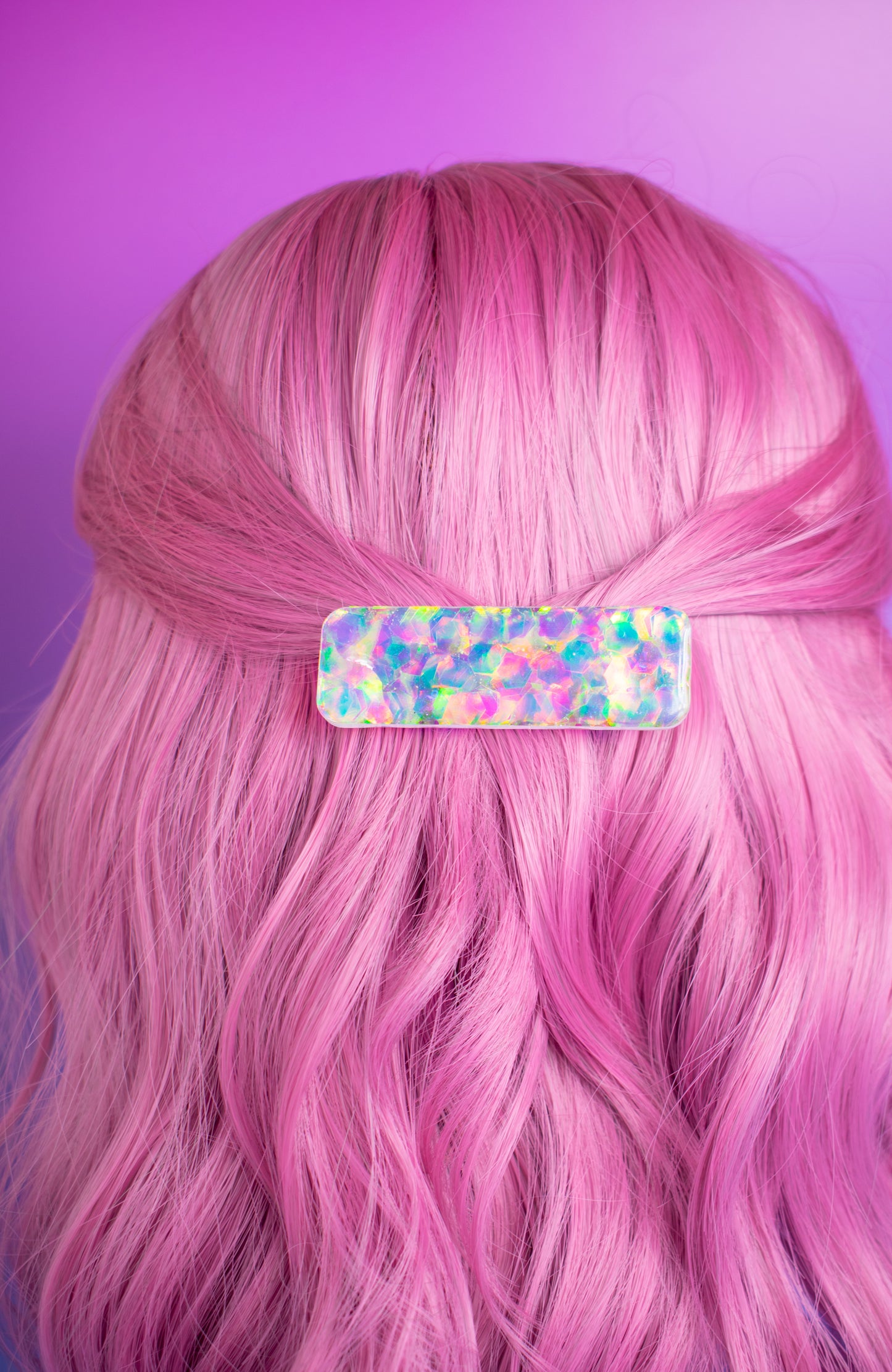 Iridescent Opal Glitter Chunky Resin Hair Clip