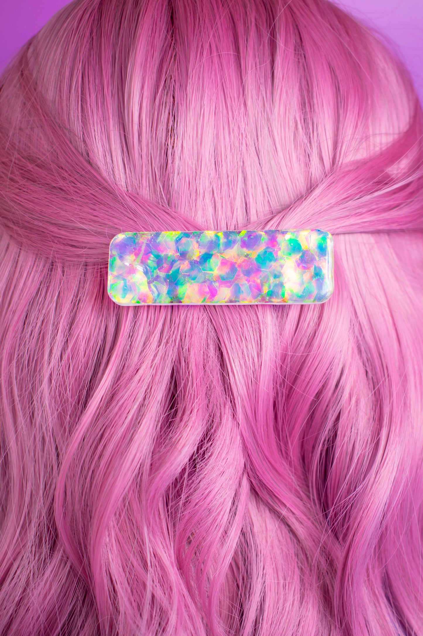 Iridescent Opal Glitter Chunky Resin Hair Clip