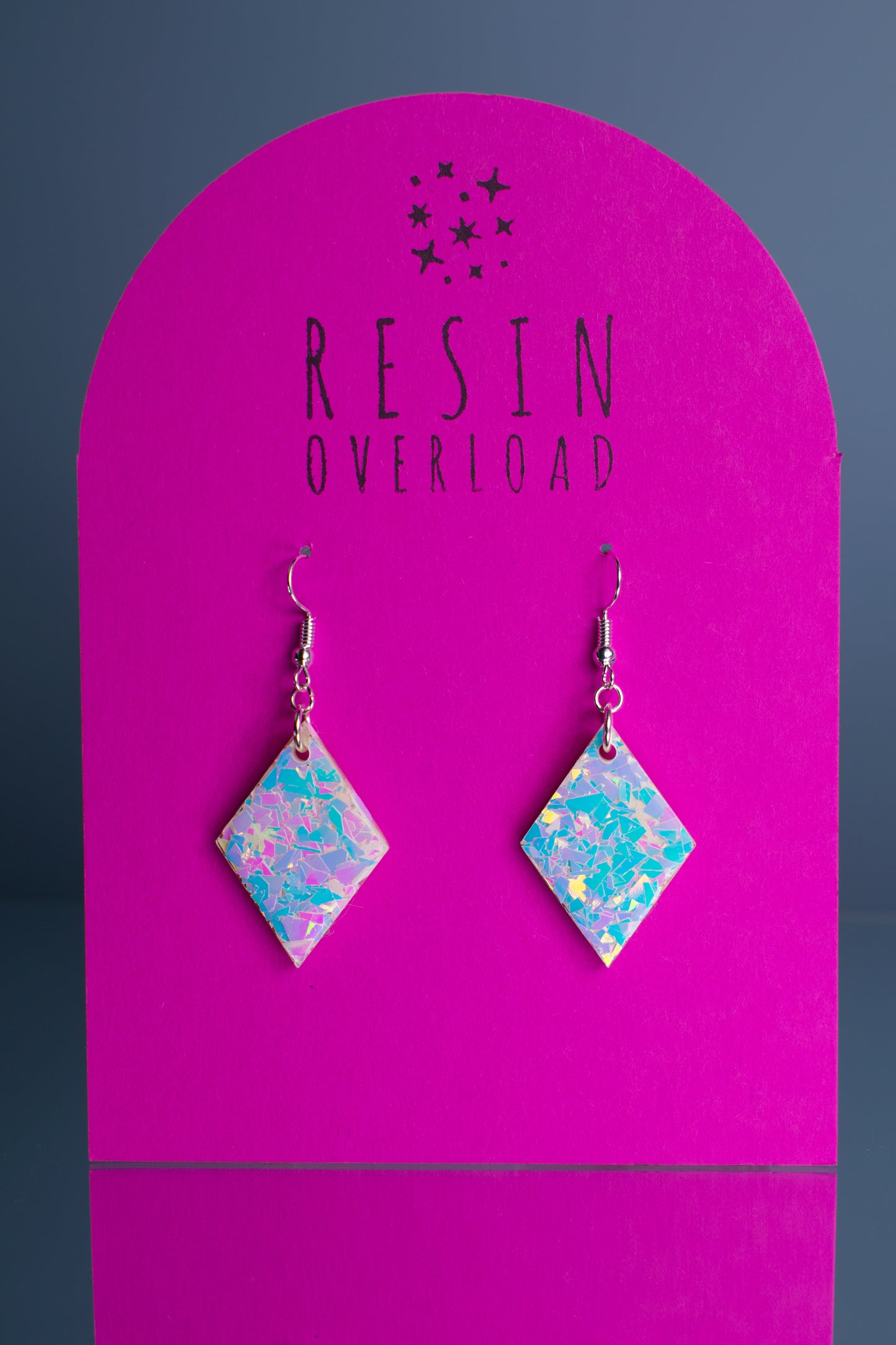 Iridescent Opal Diamond Shaped Earrings