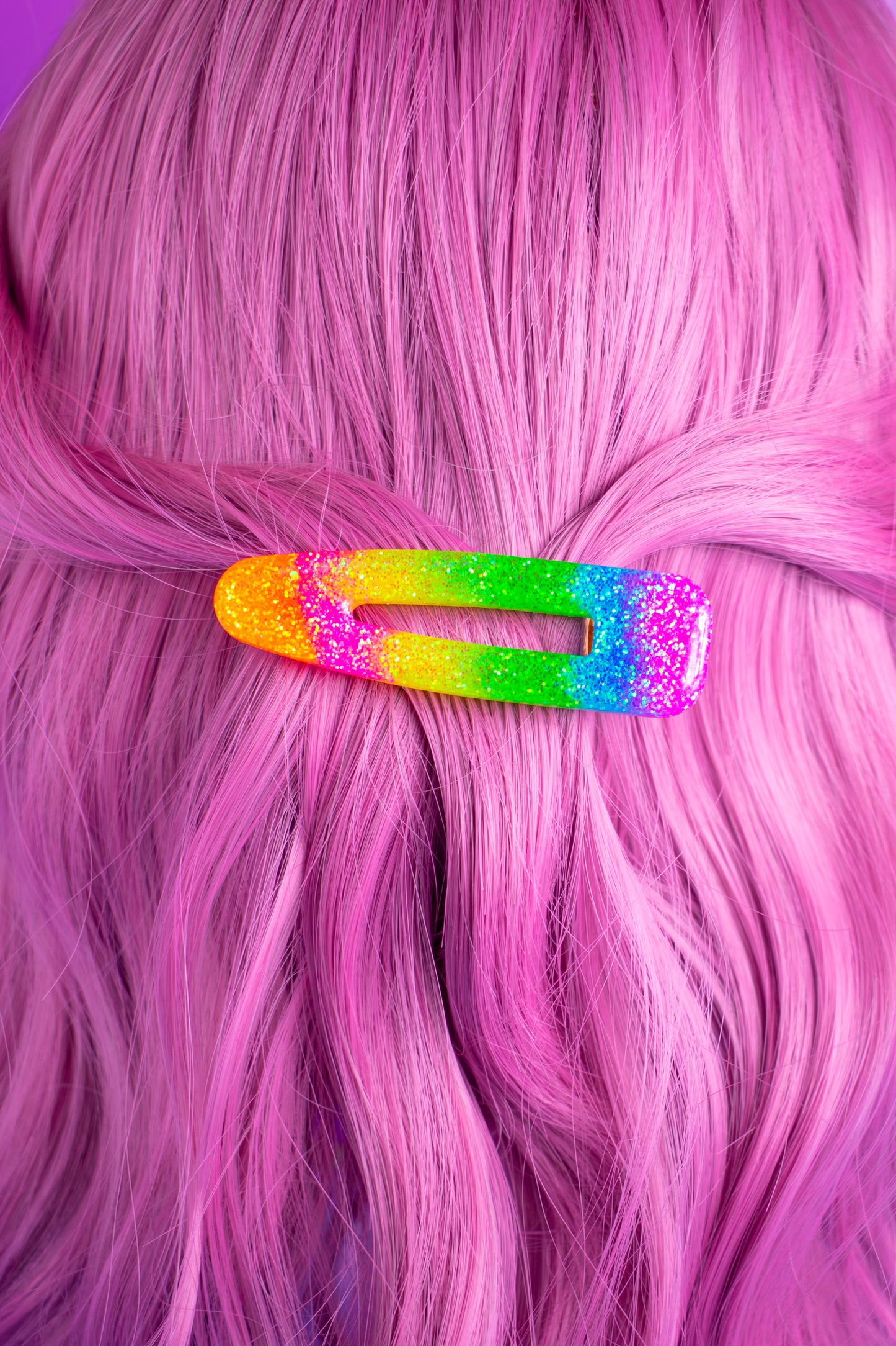 Rainbow Iridescent Glitter Chunky Resin Hair Clips Pair