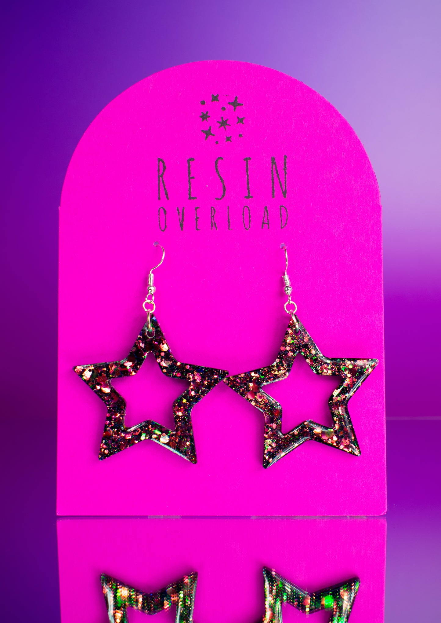 Star Shaped Statement Earrings Colour-Shift Glitter