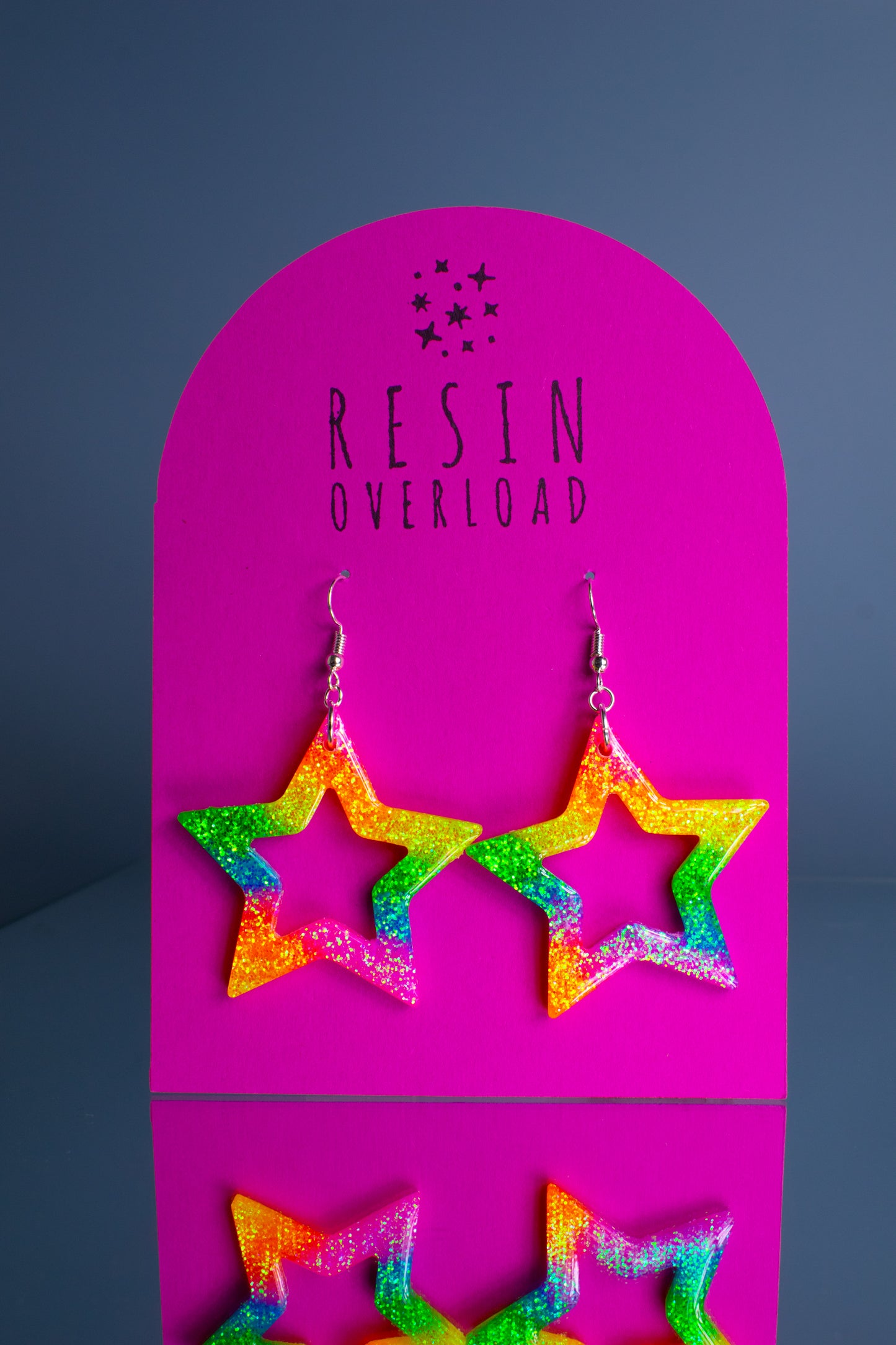 Rainbow Glitter Iridescent Star Shaped Earrings