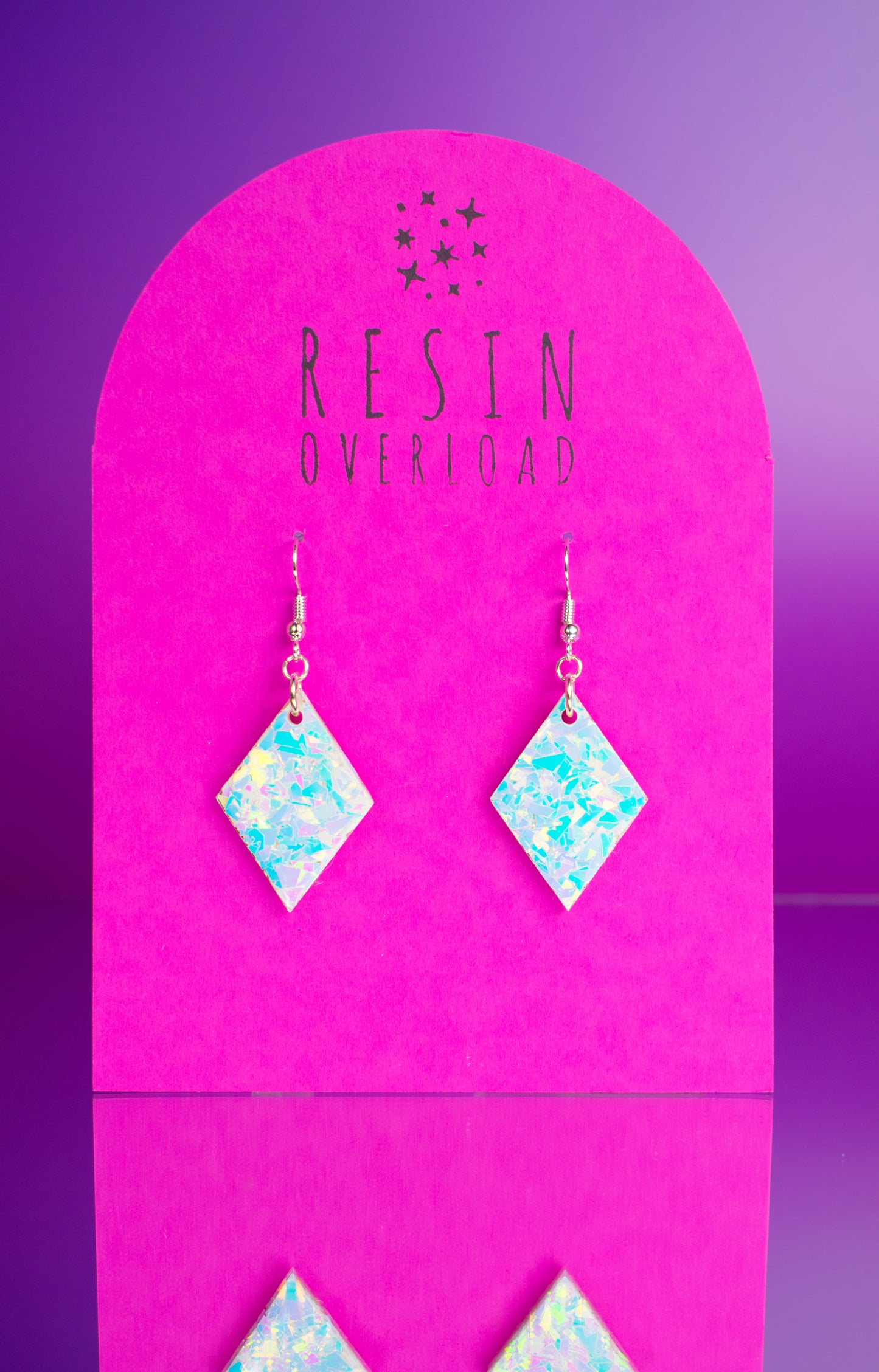 Iridescent Opal Diamond Shaped Earrings