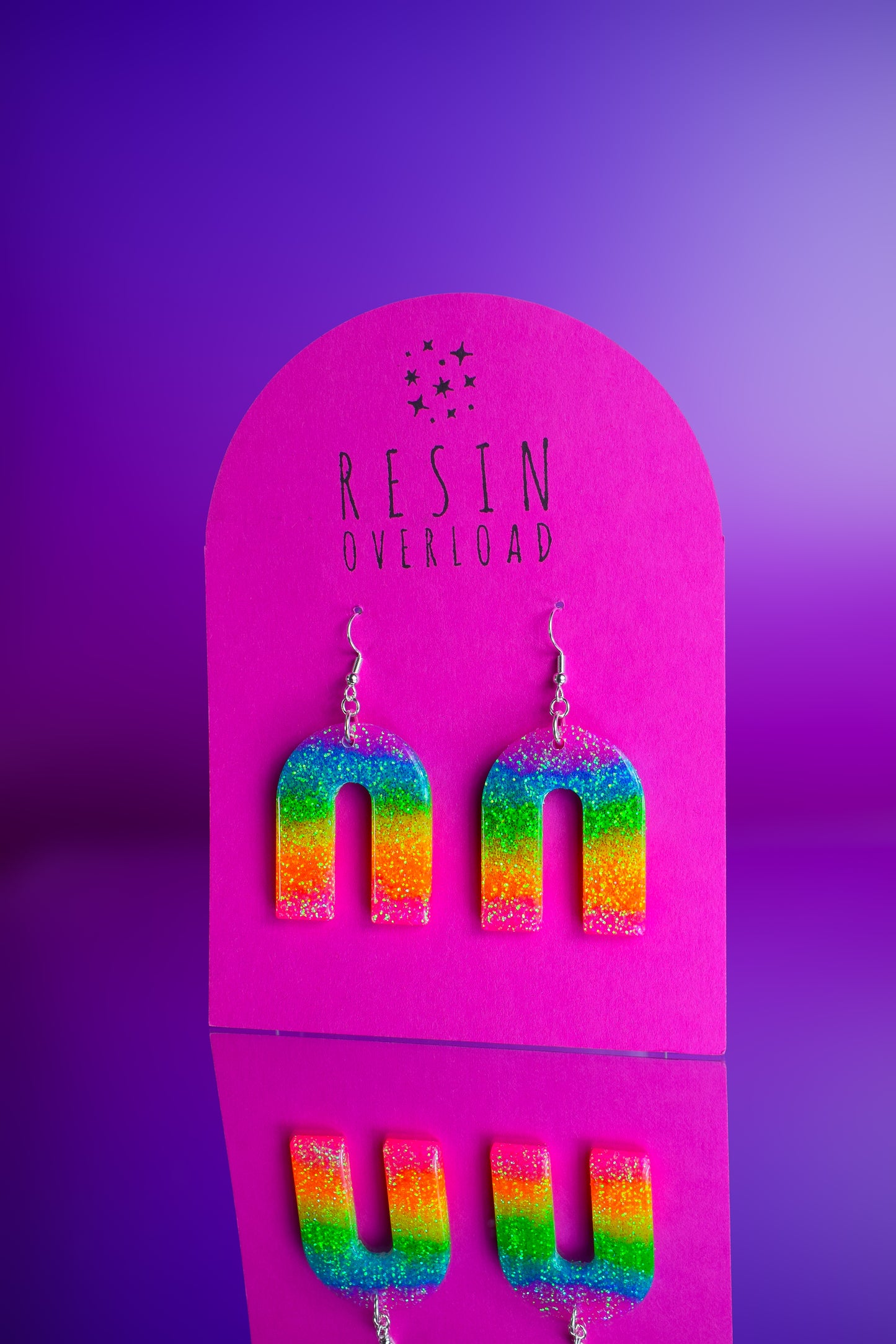 Rainbow Glitter Arch Earrings